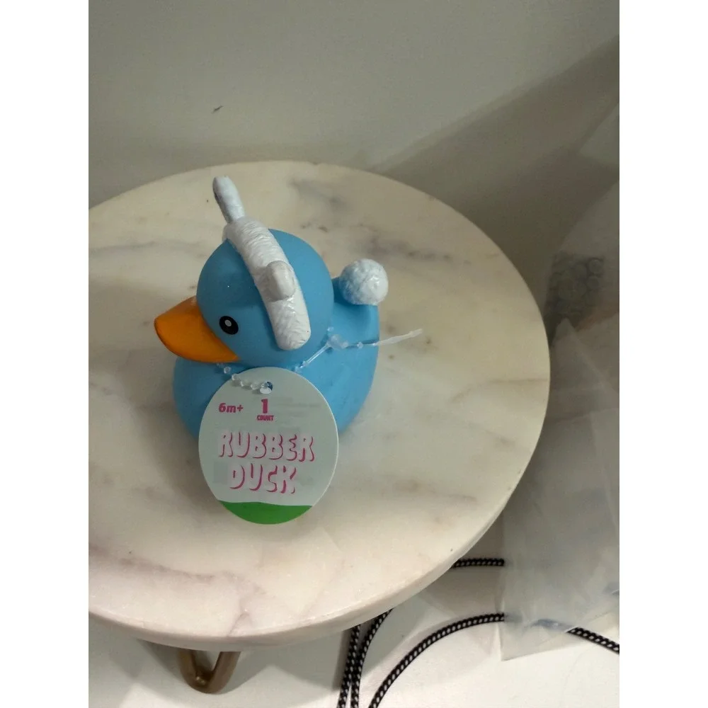 Blue Rubber Duck‎ Bath Toy Bunny Hat Toddler Baby Bath Time Fun